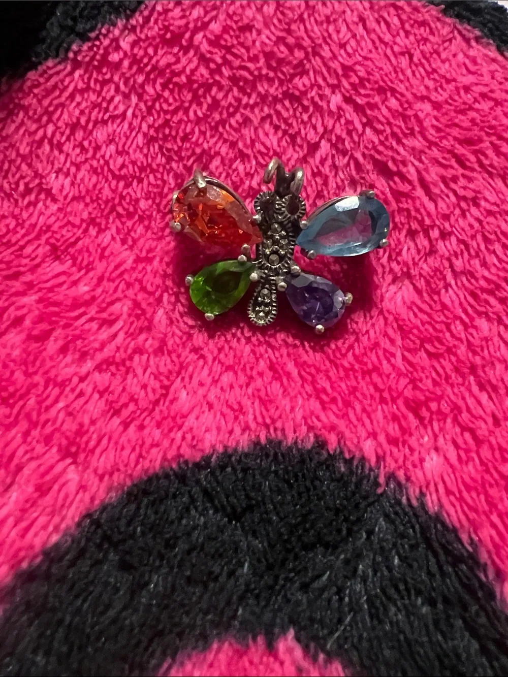 Kids Butterfly Gem Pin — Multicolor Sparkle vintage
